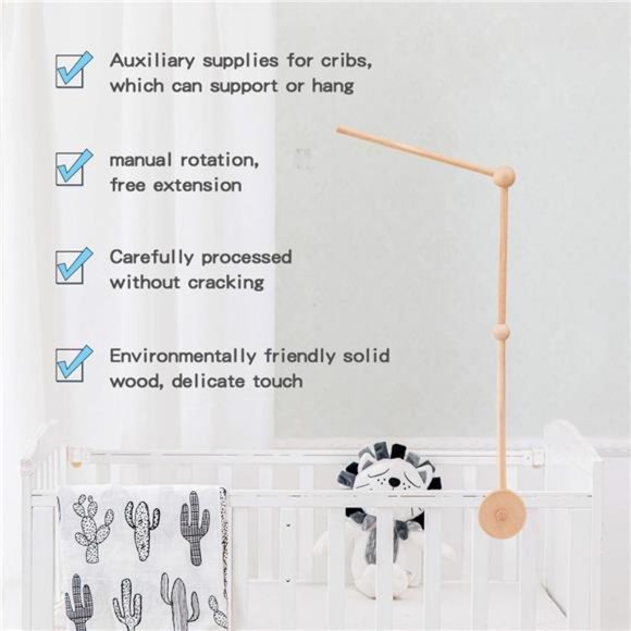 Baby Crib Mobile Arm - Wooden Baby Mobile Crib Holder, Mobile Hanging Baby Crib - Picture 3 of 6